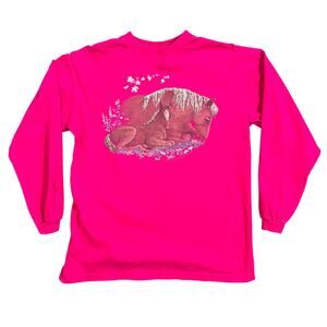 Vintage 90s Horses Long Sleeve T-Shirt Pink Womens Large Northern Getaway